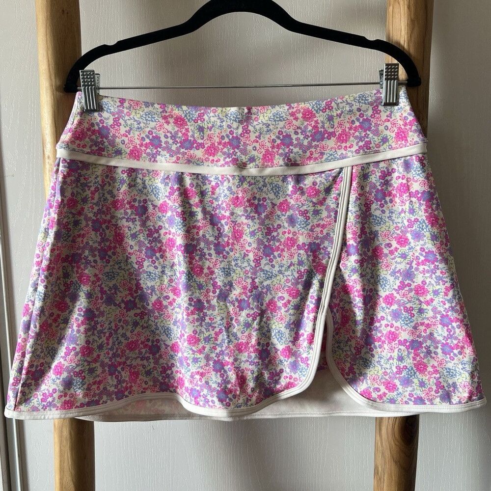 Joy Lab Women's Pink Purple White Athletic Pull-On Floral Skort XL